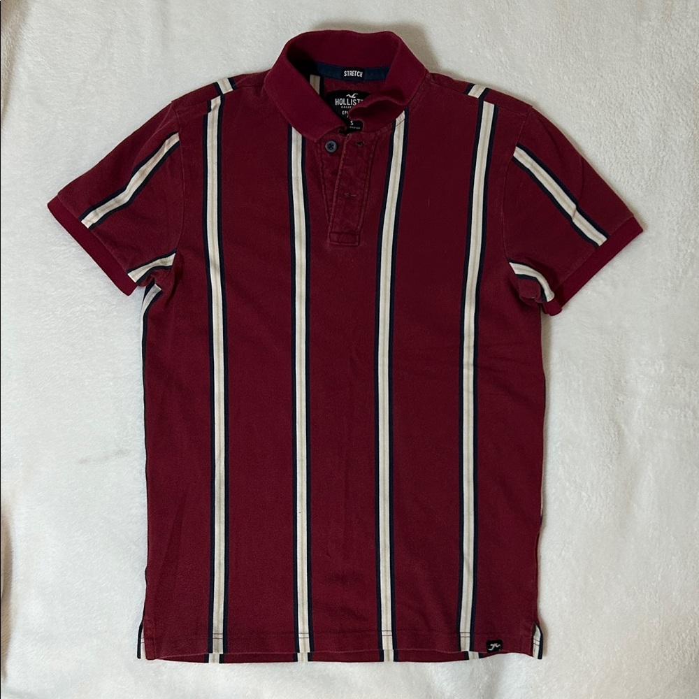 Vintage Hollister Mens Flex Red Striped Polo Shirt Academia Y2K 90s Preppy Sz S